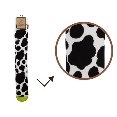 Otterdene Unisex Womens Welly Socks: Colour: Cow Patch - Outdoor Action - Image 4