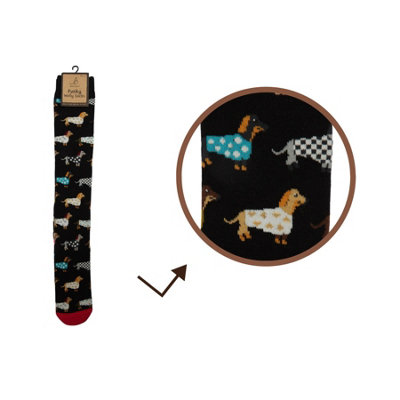 Bartleby Funky Welly Boot Socks Uk 4-8 Trendy Dachshund from B&Q
