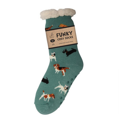 B&Q -  Funky Cosy Sherpa Slipper Socks 3.1 Tog Uk 4-8 -Doggy Diva - Image 3