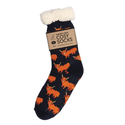 Bartleby Mens Sherpa Socks - Highland Cow - Image 3