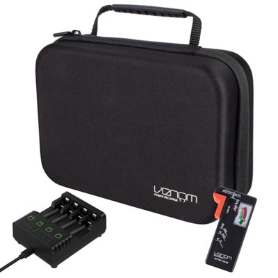 Venom Unisex Black Battery Organiser Case, Tester & 4 Way Battery Charger Storage Set In | Size: 3 Pack - Image 3