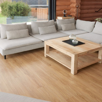 B&Q -  Self Adhesive Floor Planks36 Planks Per Pack Covering 53.8 Ft² (5 M²)Peel And Stick Vinyl Flooring In Beige Wood Effect