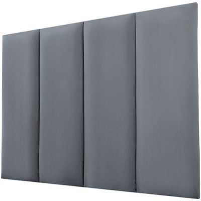 B&Q -  Velvet Padded Wall Panels Pack Of 4 With Adhesive 80X30 CmDark Grey Upholstered Wall Mounted Headboards For Bedroom