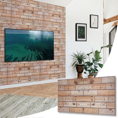 Novecrafto Decorative 3D Wall Panels (96X48 Cm) Pack Of 6 Sheets Cover 2.76 M² (29.76 Ft²) Pvc Wall Cladding In Natural Oak Wood Pattern from B&Q