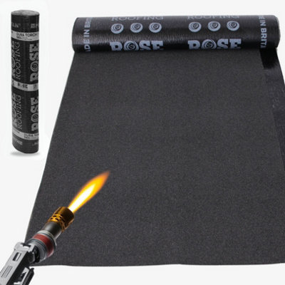 Novecrafto Premium Torch-On Heavy Duty Roofing FeltDurable Mineral CapsheetSbs Modified Bitumen Membrane 8M Roll X 1M Wide Black from B&Q