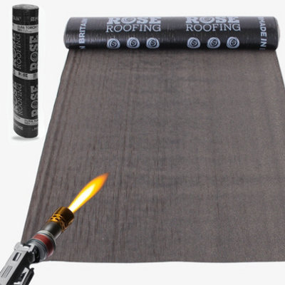 Novecrafto Premium Torch-On Heavy Duty Roofing FeltSanded Capsheet Underlay- Sbs Modified Bitumen Membrane 8M Roll X 1M Wide Black from B&Q