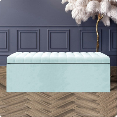  - Safar 4Ft Ottoman Storage BoxWhite Plush Velvet