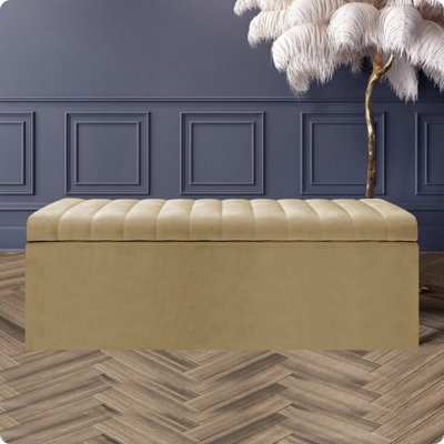  - Safar 5Ft Ottoman Storage BoxMink Plush Velvet