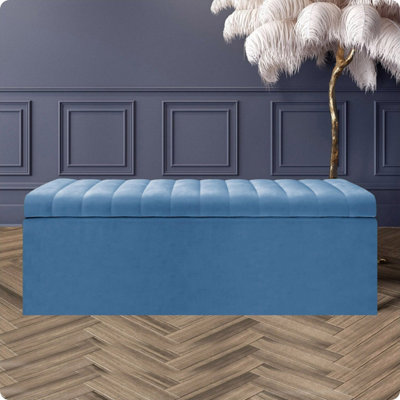  - Safar 5Ft Ottoman Storage BoxDuck Egg Plush Velvet