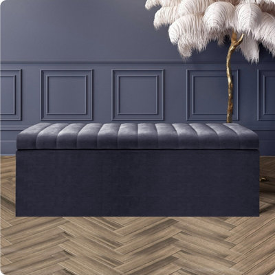  - Safar 120Cm Wide Ottoman Storage BoxCharcoal Naples Ottoman Box With Storage