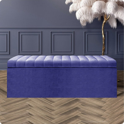  - Safar 180Cm Wide Ottoman Storage BoxBlue Naples Ottoman Box With Storage