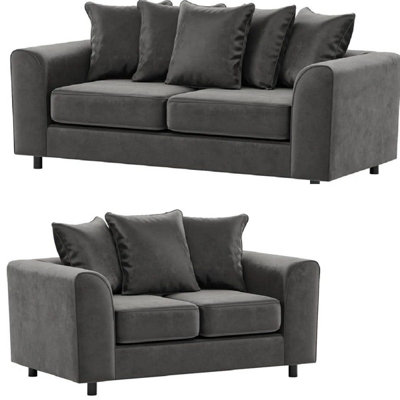 B&Q -  Plush Velvet 3+2 Seater Sofa In Grey