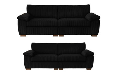 B&Q -  Amalfi 3+2 Seater Split Sofa Soft Fabric In Black