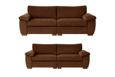 B&Q -  Amalfi 3+2 Seater Split Sofa Soft Fabric In Brown