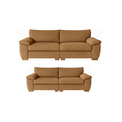 B&Q -  Amalfi 3+2 Seater Split Sofa Soft Fabric In Beige