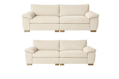 B&Q -  Amalfi 3+2 Seater Split Sofa Soft Fabric In Cream