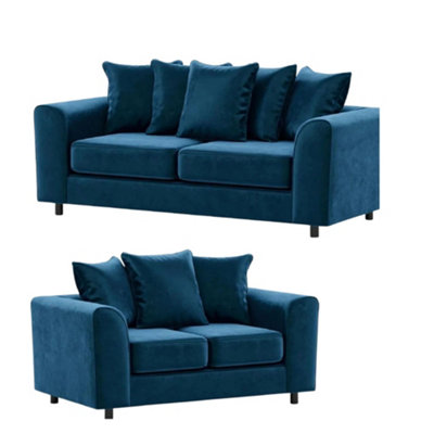 Sofaselectionuk Ltd Plush Velvet 3+2 Seater Sofa Set  In Blue