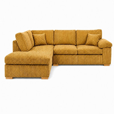 Sofaselectionuk Ltd Amalfi Left Hand 4 Seater Corner Sofa In Mustard Fabric With Foam Seating & Modern Design from B&Q