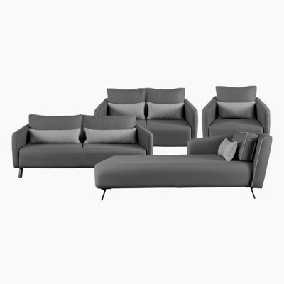 Emelda Grace Chloe Chaise Longue Suite - Dark Grey