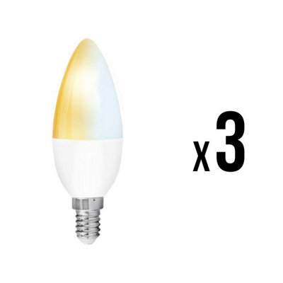 Aurora Aone Zigbee Led E14 Candle Lamp 5.8W Tunable Dimmable 2200-5000K 3Pk from B&Q