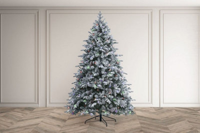 Norfolk Leisure Frosted Winterfold Fir - Christmas Tree With 450 Colour Switch Leds 6.5Ft