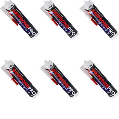 B&Q -  Grip Bond Pro Sealant & Adhesive Crystal Clear Eu3      Bdmspcl(N) (Pack Of 6)