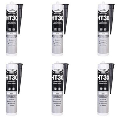 Bond It Ht30 High Temperature Heat Resistant 300 Deg Silicone Sealant (Pack Of 6) Black