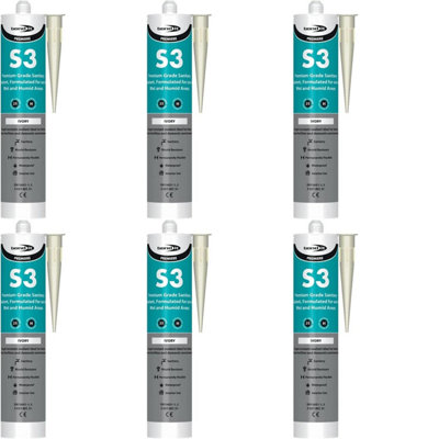Bond It Ivory S3 High Performance Sanitary Grade Silicone Sealant, Bds3iv (Pack Of 6) 310Ml