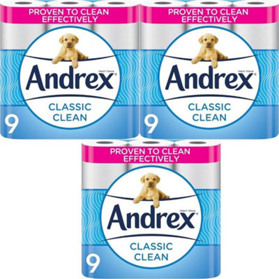 Andrex Toilet Tissue Classic Clean 9 Rolls X 3