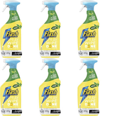 Flash Spray Wipe Done Kitchen Crisp Lemon 800Ml (Pack Of 6)
