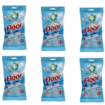 B&Q Greenshield Antibac Floor Surface Wipes Packs Of 24 Extra Large Wipes (Pack Of 6)