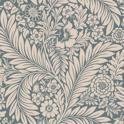 Florence Leaf Wallpaper Blue World Of Wallpaper 726 from B&Q