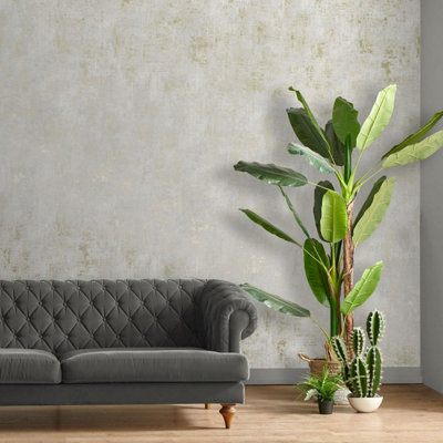 World Of Wallpaper Industrial Concrete Texture Wallpaper / Af0026 Grey/Gold