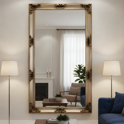 B&Q -  Vintage Antique Ornate Full-Length Silver Mirror 90 X 180