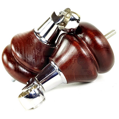 L&F 4 Mahogany Furniture Legs Wood Replacement Feet With Chrome Castors 140mm High Chair Sofa M8 from B&Q