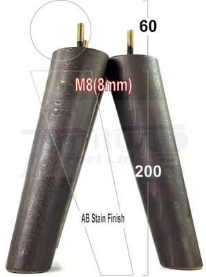 L&F 4 Wood Turned Furniture Legs Replacement Mid Century Angled Retro Feet 200mm High M8 Antique Brown Stain from B&Q