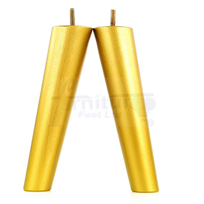 L&F 4 Solid Wood Turned Furniture Legs Replacement Mid Century Angled Retro Feet 230mm High M8 Gold from B&Q