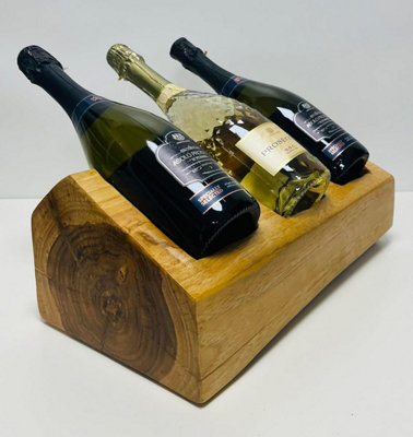 My Square Mile Wine Rack Rustic Wooden Champagne Holder For Counter Top Kitchen Bar Cellar Holds TwoThree Wine Bottles (Triple Wine Holder) from B&Q