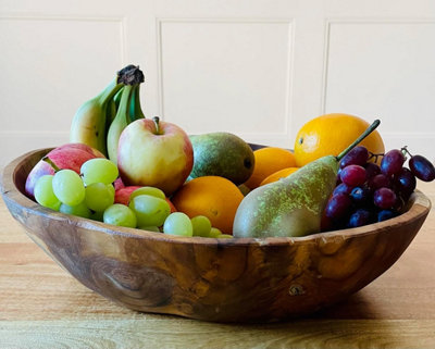 My Square Mile Rustic Wooden Serving Or Display Bowl Carved From Teak Roots (40Cms) from B&Q