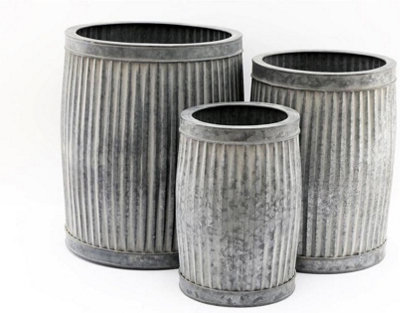 My Square Mile Galvanised Dolly Tub Planters Round Ribbed (Medium 45 Litres) from B&Q