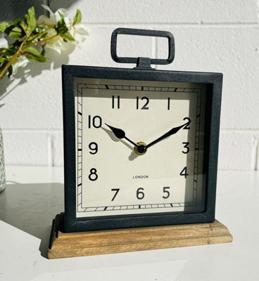 My Square Mile Mantle Clock Vintage Carriage Table Rustic Mantlepiece Living Room Small Black Clock 21Cm from B&Q