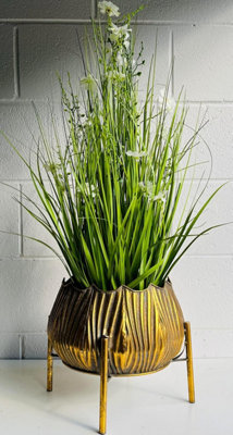 My Square Mile Gold Plant PotIndoor Vintage Planter With LegsCachepot 31Cms Wide 30Cms Height from B&Q