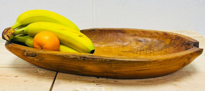 My Square Mile Rustic Wooden Serving Or Display Bowl Carved From Teak Roots (Long Bowl 45Cm) from B&Q