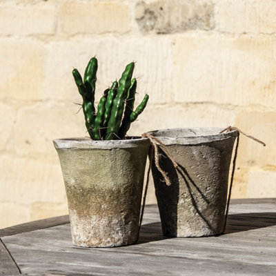 Wholesome Home Vintage White Stone Terracotta Plant Pots (Xlarge 16X12Cm) from B&Q