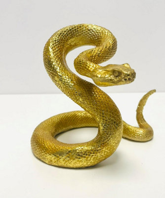 My Square Mile Snake Ornament Reptile Gift Statue Figurine Sculpture Home Decor Animal Gold Resin 17Cm from B&Q