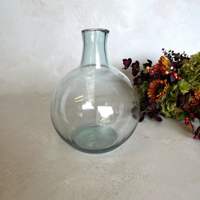 Wholesome Home Large Recycled Glass Flower VaseBlue from B&Q