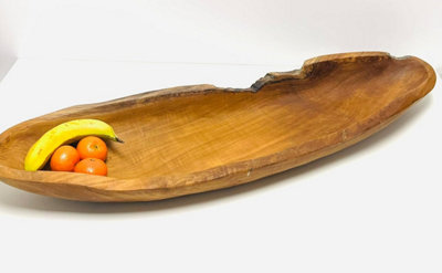My Square Mile Rustic Wooden Serving Or Display Bowl Carved From Teak Roots (Long Bowl 90Cm) from B&Q