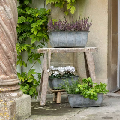 Wholesome Home Galvanised Trough Rectangular Planter (Set Of 3) from B&Q
