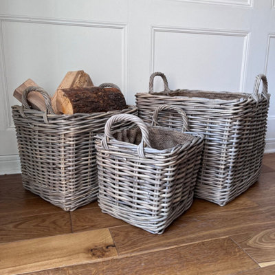Wholesome Home Rattan Storage BasketSquare (Set Of 3) from B&Q