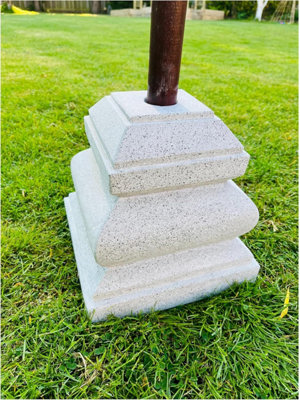 My Square Mile Stone Parasol Base 18Kg Grey Terrazzo Granite Marble Garden from B&Q